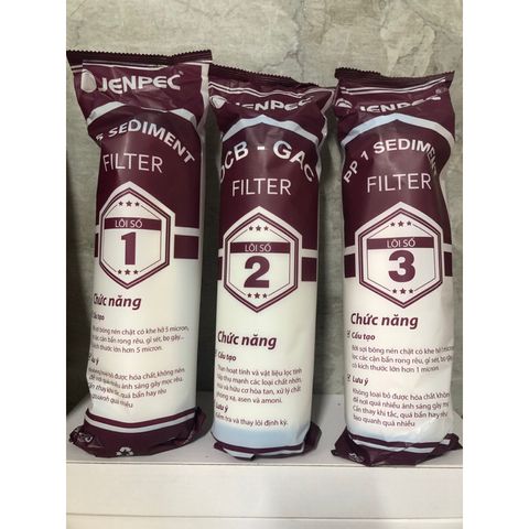 Bộ 3 Lõi Lọc Nước JENPEC 1, 2, 3 - Chính Hãng, Thay Thế Cho Máy Lọc Nước RO - Giải Pháp Lọc Nước An Toàn và Hiệu Quả