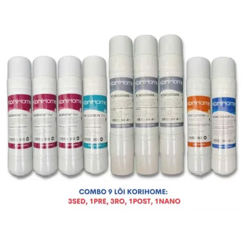 Bộ 9 Lõi Lọc Nước KORIHOME Chính Hãng - Thay Thế Model WPK-K93, Hiệu Suất Lọc Cao, Tiêu Diệt 99,99% Vi Khuẩn