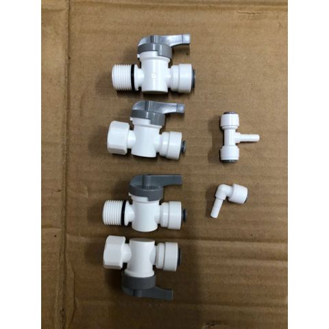 Khóa Cấp Nước 21mm - Đầu Ra Nối Nhanh 6mm và 10mm - Thiết Bị Dùng Cho Máy Lọc Nước RO và Nano