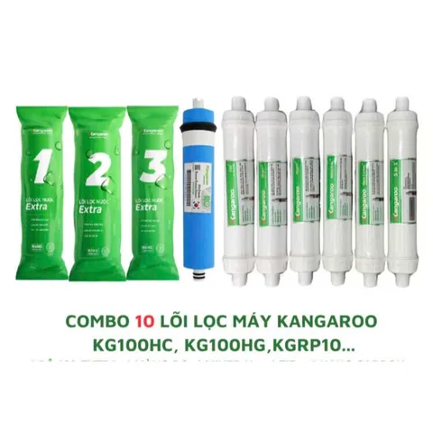Bộ 10 Lõi Lọc Nước KANGAROO Hydrogen chính hãng - Thay cho máy KG100HP, KG100HC, KH100HM - Nước sạch, khỏe mạnh