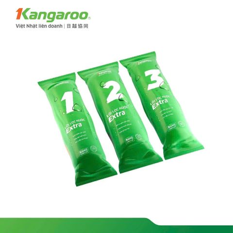Bộ 3 Lõi Lọc Thô 123 KANGAROO Extra - Thay thế cho máy lọc nước RO - Hàng chính hãng, loại bỏ tạp chất, mùi hôi hiệu quả