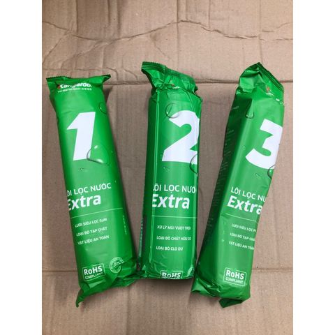 Bộ 3 Lõi Lọc Thô 123 KANGAROO Extra - Thay thế cho máy lọc nước RO - Hàng chính hãng, loại bỏ tạp chất, mùi hôi hiệu quả