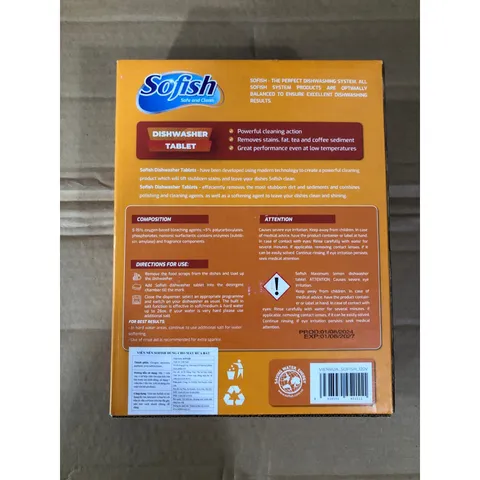 Viên rửa bát SOFISH 120 viên - Hàng chính hãng, hiệu quả làm sạch vượt trội cho máy rửa chén Bosch, Teka, Hafele và nhiều thương hiệu khác