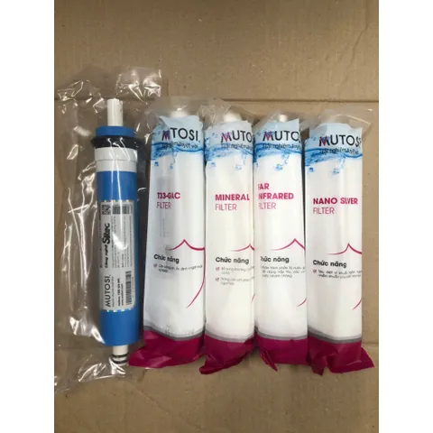 Combo 5 Lõi Lọc Nước MUTOSI 45678 Chính Hãng - Màng RO, T33, Khoáng, Hồng Ngoại, Nano - Bảo Vệ Sức Khỏe Gia Đình