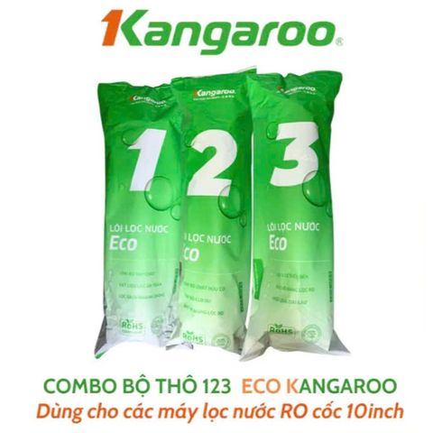 Bộ 3 Lõi Lọc Thô Số 123 KANGAROO ECO - Thay thế cho Máy Lọc Nước, Chất Lượng Chính Hãng, Xử Lý Nước Sạch Hải sản