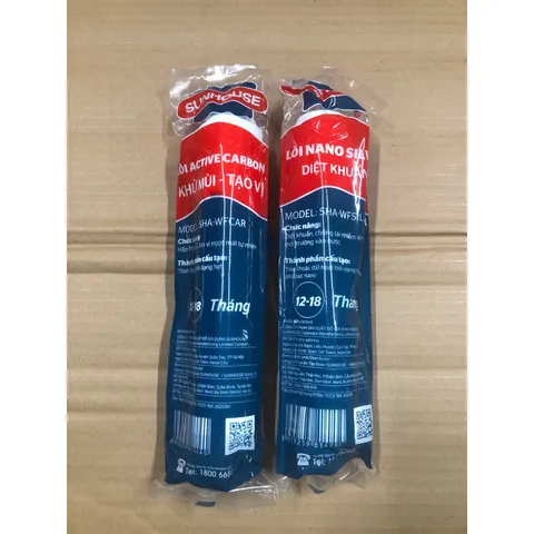 Combo 2 Lõi Lọc Nước SUNHOUSE - Nano Bạc & Than Hoạt Tính - Lọc Nước An Toàn, Tinh Khiết Cho Gia Đình