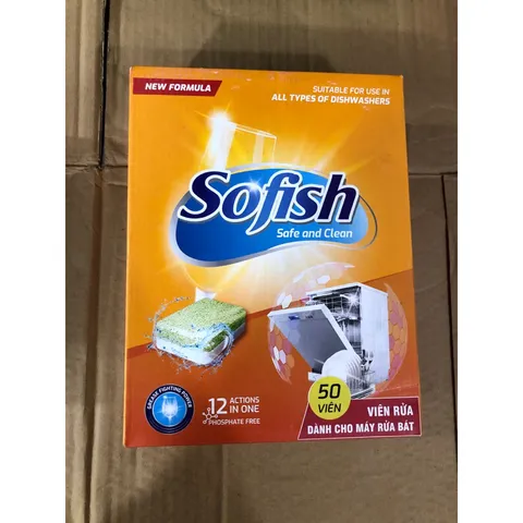 Hộp Viên Rửa Bát Sofish 50 Viên - Muối 1kg & Nước Làm Bóng 500ml - Dùng Cho Máy Rửa Bát Bosch, Hafele, Fagor, Teka