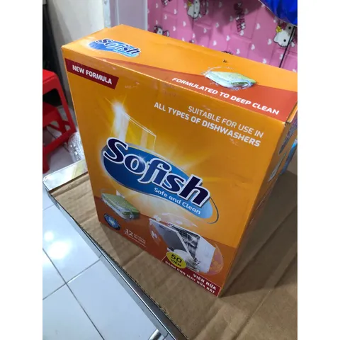 Hộp Viên Rửa Bát Sofish 50 Viên - Muối 1kg & Nước Làm Bóng 500ml - Dùng Cho Máy Rửa Bát Bosch, Hafele, Fagor, Teka