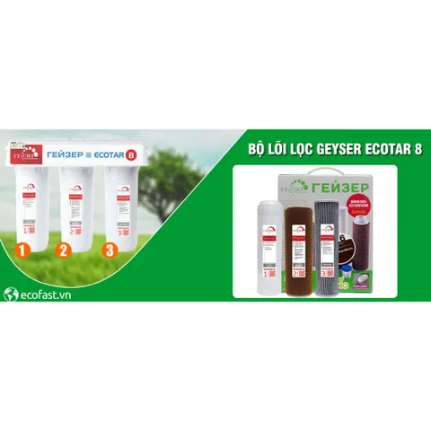 Bộ 3 Lõi Lọc UniTECH Thay cho máy Geyser Ecotar 8 - Hàng chính hãng - Nhập khẩu LB Nga