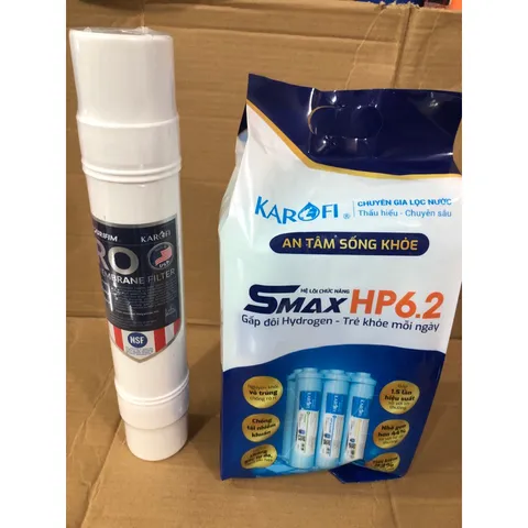 Bộ 2 Sản Phẩm Lọc Nước KAROFI - Cụm Lõi Smax HP 6.2 & Màng RO 100 GPD Purifim Chính Hãng USA - Nước Sạch, An Toàn, Khỏe Mạnh