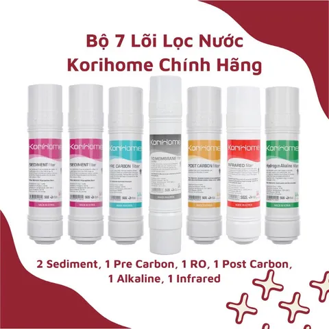 Bộ 7 Lõi Lọc Nước KORIHOME Chính Hãng - Lọc Sạch Vi Khuẩn, Thay Thế Cho Máy Lọc Nước WPK-906, 903, 908, 928 - Made in Korea