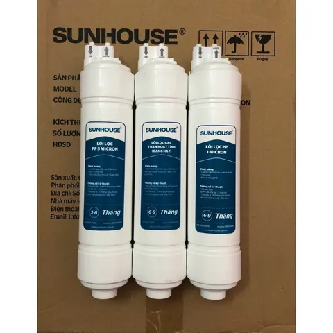 Bộ 3 Lõi Đúc 123 Sunhouse - Lõi Lọc Nước Chính Hãng Cho Máy SHA76214CK-S, SHA76215CK, Đảm Bảo An Toàn Nước Uống