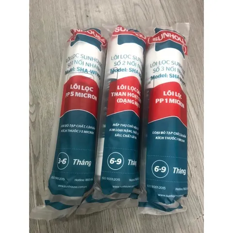 Bộ 3 Lõi Đúc 123 Sunhouse - Lõi Lọc Nước Chính Hãng Cho Máy SHA76214CK-S, SHA76215CK, Đảm Bảo An Toàn Nước Uống