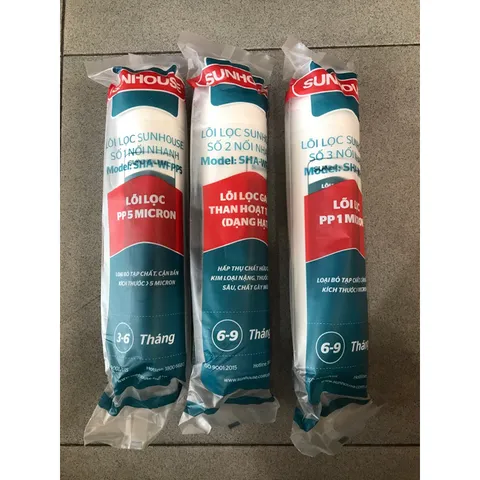 Bộ 3 Lõi Đúc 123 Sunhouse - Lõi Lọc Nước Chính Hãng Cho Máy SHA76214CK-S, SHA76215CK, Đảm Bảo An Toàn Nước Uống