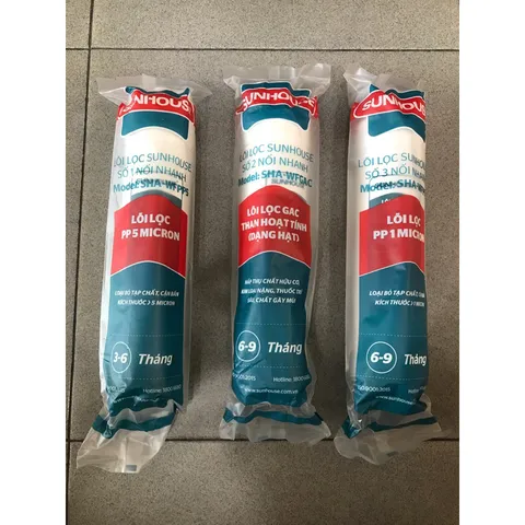 Bộ 3 Lõi Đúc 123 Sunhouse - Lõi Lọc Nước Chính Hãng Cho Máy SHA76214CK-S, SHA76215CK, Đảm Bảo An Toàn Nước Uống
