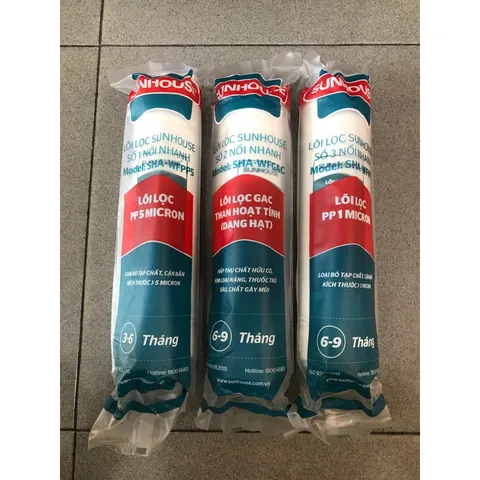 Bộ 3 Lõi Đúc 123 Sunhouse - Lõi Lọc Nước Chính Hãng Cho Máy SHA76214CK-S, SHA76215CK, Đảm Bảo An Toàn Nước Uống