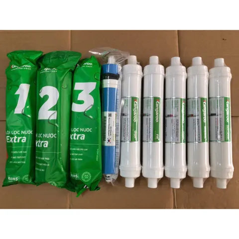 Bộ 9 Lõi Lọc KANGAROO Chính Hãng - Lõi 123 Extra, Màng RO 1812-50G và Bộ 5 Lõi Chức Năng cho Máy Hydro