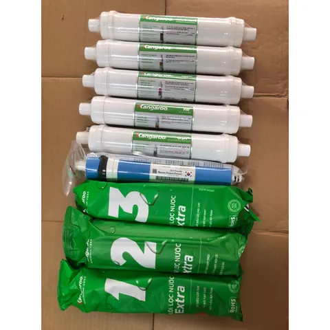 Bộ 9 Lõi Lọc KANGAROO Chính Hãng - Lõi 123 Extra, Màng RO 1812-50G và Bộ 5 Lõi Chức Năng cho Máy Hydro