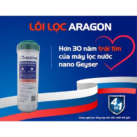 Lõi lọc nước Aragon Bio số 2 cho máy Geyser Ecotar 4 - Hàng chính hãng nhập khẩu LB Nga, hiệu quả lọc vi khuẩn và kim loại nặng.
