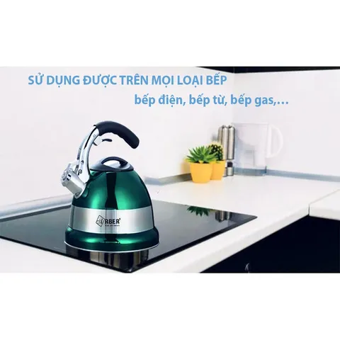 Ấm từ đun nước ARBER AB03NB  chất liệu inox 304 cao cấp, có thể sử dụng được trên bếp từ, bếp gas