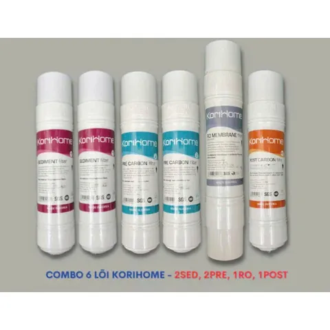 Bộ 6 Lõi Lọc Nước Korihome Chính Hãng cho Máy Lọc Wpk-688H - Lõi Sediment, Pre Carbon, RO Membrane, và Post Carbon Chất Lượng cao