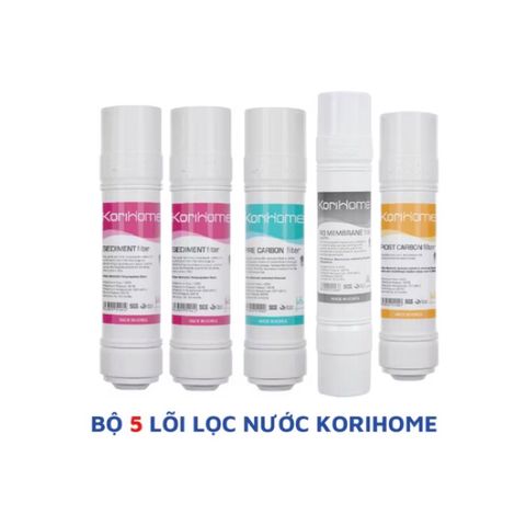 Bộ 5 Lõi Lọc Nước KORIHOME Chính Hãng - Giúp Loại Bỏ Virus, Vi Khuẩn - Phù Hợp Với Các Máy Lọc Koriihome WPK-812, WPK-816, WPK-838, WPK-601-W