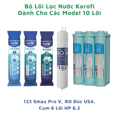 Bộ 10 Lõi Lọc Nước KAROFI - Hàng Chính Hãng, Thay Thế Cho Máy Lọc Nước RO - Hiệu Suất Cao, An Toàn Sử Dụng