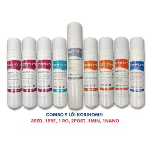 Combo 9 Lõi Lọc Korihome Chính Hãng Dùng Cho Máy Lọc Nước WPK-K91 - Bộ Lõi Lọc Sạch, An Toàn Cho Nguồn Nước Uống