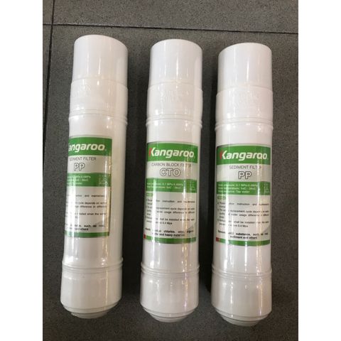 Bộ 3 Lõi Lọc Nước 123 Kangaroo - 2 Lõi Sediment và 1 Lõi CTO Chính Hãng - Thay Thế Máy Nóng Lạnh KG 61A3, KG 62A3