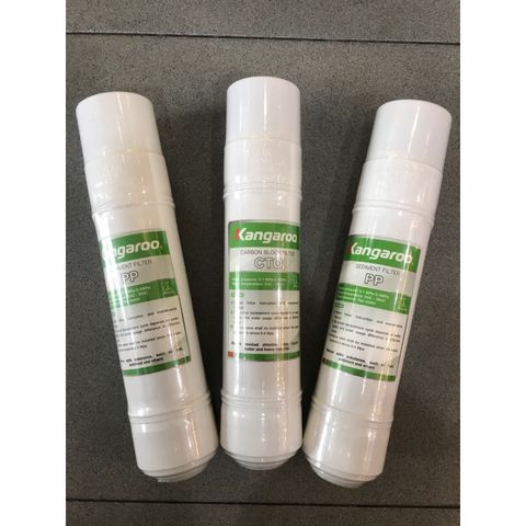 Bộ 3 Lõi Lọc Nước 123 Kangaroo - 2 Lõi Sediment và 1 Lõi CTO Chính Hãng - Thay Thế Máy Nóng Lạnh KG 61A3, KG 62A3