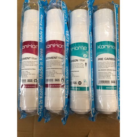 Bộ 4 Lõi Lọc Nước Korihome Chính Hãng - 2 Lõi Sediment và 2 Lõi Pre Carbon - Giải Pháp Lọc Nước Sạch Từ Hàn Quốc