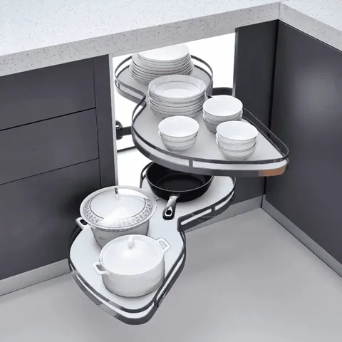 Mâm Xoay Góc Hình Lá Ecalite EL-NST900L - Thiết Kế Hai Tầng Thông Minh, Bảo Hành 3 Năm, Phụ Kiện Tủ Bếp Hiện Đại