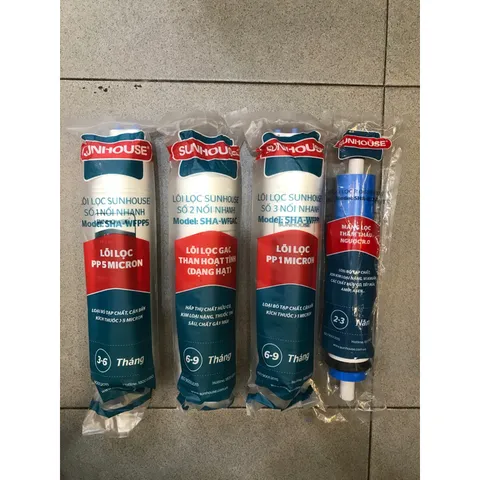 Bộ 4 Lõi Lọc Nước SUNHOUSE 1234 - Thay Thế Các Model SHA76214CK-S, SHA76215CK - Chất Lượng Cao, Hàng Chính Hãng