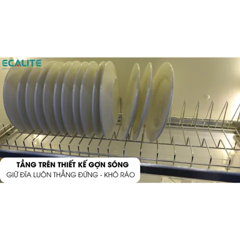 Kệ Chén Cố Định Tủ Trên Ecalite Inox 304 - Thiết Kế Hiện Đại, 2 Tầng Tiện Lợi, Có Khay Hứng Nước, An Toàn Cho Sức Khỏe