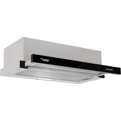 Máy Hút Mùi CANZY CZ-C516B 60cm - Máy Hút Âm Tủ Inox Trắng Kính Đen, Đèn LED Tiết Kiệm, Công Suất 750m3/h, Bảo Hành 3 Năm