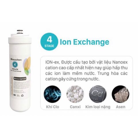 Lõi Lọc Nước Missuchen ION-EX Số 4 - Công Nghệ Nanoex Cation Cao Cấp, Dễ Thay Thế, Lọc Kim Loại Nặng, Hàng Chính Hãng