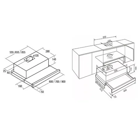 Máy hút mùi âm tủ Canzy CZ-516I 60cm - Công suất 750m³/h, Độ ồn 48dB, Hàng chính hãng, Thiết kế thông minh, Bảo hành 36 tháng
