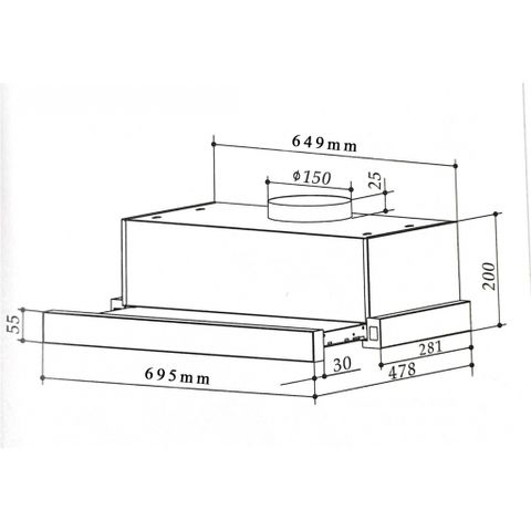 Máy Hút Mùi ABER Classic Âm Tủ Model AB700KC - Khử Mùi Than Hoạt Tính, Công Suất 550m³/h, Bảo Hành 3 Năm, Inox Không Gỉ
