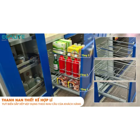 Kệ gia vị Ecalite Thiết kế 3 tầng sang trọng  - Chất liệu inox 304 siêu bền, chống gỉ sét cao