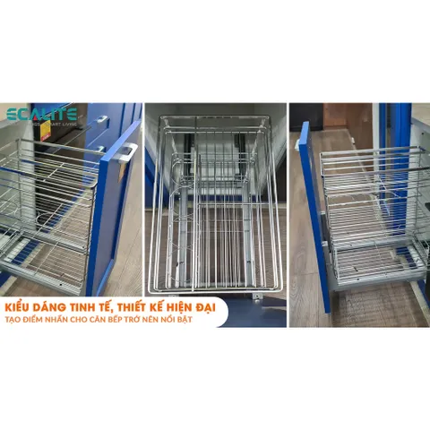 Kệ gia vị Ecalite Thiết kế 3 tầng sang trọng  - Chất liệu inox 304 siêu bền, chống gỉ sét cao