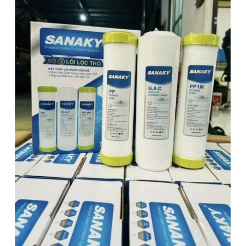 Bộ 3 Lõi Lọc Thô 123 Chính Hãng Sanaky - Lọc Nước Hiệu Quả, Bảo Vệ Màng RO, Giảm Mùi, Cặn Bẩn