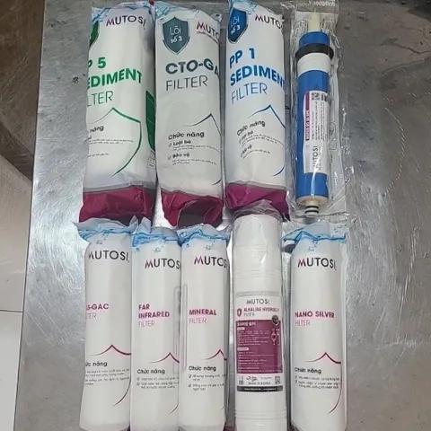 Bộ 9 lõi lọc nước Mutosi MP-290SK - Lõi PP5, CTO, PP1, Màng RO, Lõi Khoáng, Lõi Nanosilver, Lõi Alkaline Hydrogen