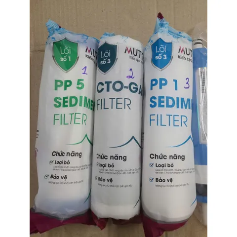 Bộ 9 lõi lọc nước Mutosi MP-290SK - Lõi PP5, CTO, PP1, Màng RO, Lõi Khoáng, Lõi Nanosilver, Lõi Alkaline Hydrogen