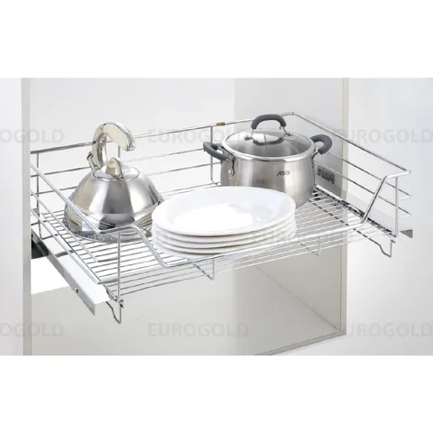 Giá xoong nồi Eurogold inox 304 âm tủ - Ray giảm chấn, khay hứng nước nhựa, thiết kế sang trọng, tiện lợi cho nhà bếp