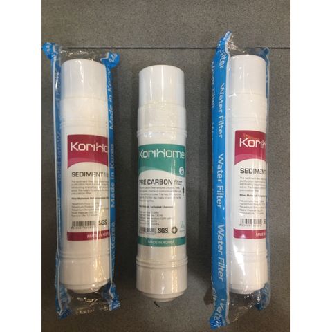 Bộ 3 Lõi Lọc Nước 123 Korihome - 2 Sediment & 1 Pre Carbon Chính Hãng - Lọc Thô Bảo Vệ Màng Lọc RO