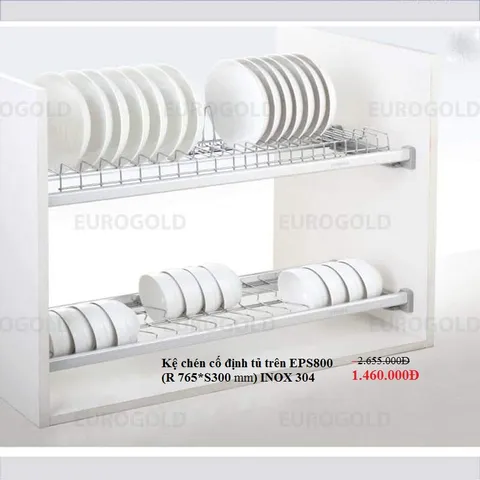 Kệ Chén Inox 304 2 Tầng Eurogold - Giá Để Bát Đĩa Tiện Lợi, Không Han Gỉ, Lắp Tủ Trên, Chịu Lực Cao