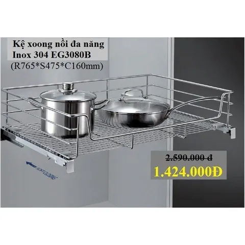 Kệ Xoong Nồi EUROGOLD Inox 304 Nan Tròn - Giá Đựng Nồi Tủ Bếp Dưới, Giúp Sắp Xếp Ngăn Nắp và Gọn Gàng