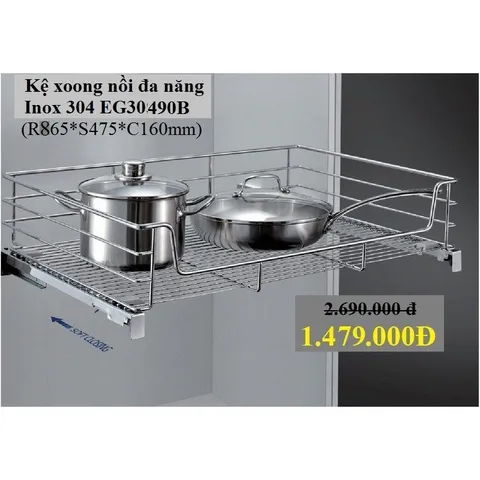 Kệ Xoong Nồi EUROGOLD Inox 304 Nan Tròn - Giá Đựng Nồi Tủ Bếp Dưới, Giúp Sắp Xếp Ngăn Nắp và Gọn Gàng