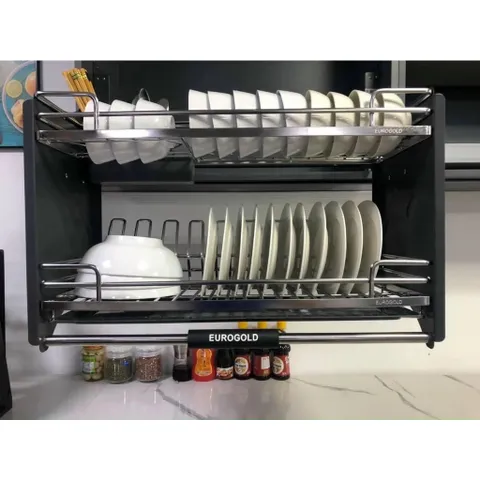Giá Bát Nâng Hạ Di Động Eurogold Inox 304 Chống Gỉ - Thiết Kế Hiện Đại, Tiện Lợi, Độ Bền Cao Cho Không Gian Bếp Sang Trọng