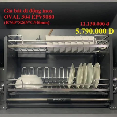 Giá Bát Nâng Hạ Di Động Eurogold Inox 304 Chống Gỉ - Thiết Kế Hiện Đại, Tiện Lợi, Độ Bền Cao Cho Không Gian Bếp Sang Trọng